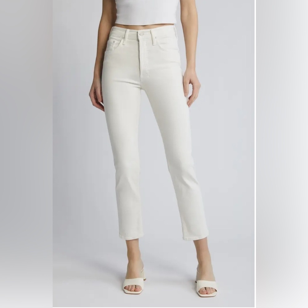 Mother Denim The Tomcat High Waist Ankle Skinny Jeans in Cream Puffs